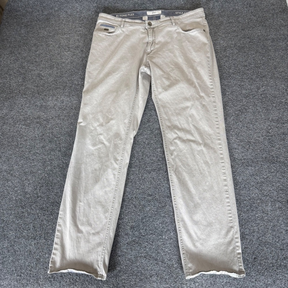 Brax Chuck Pants Mens 38x32‎ (Fits 36x31) Gray Stretch Chino Casual Modern Fit